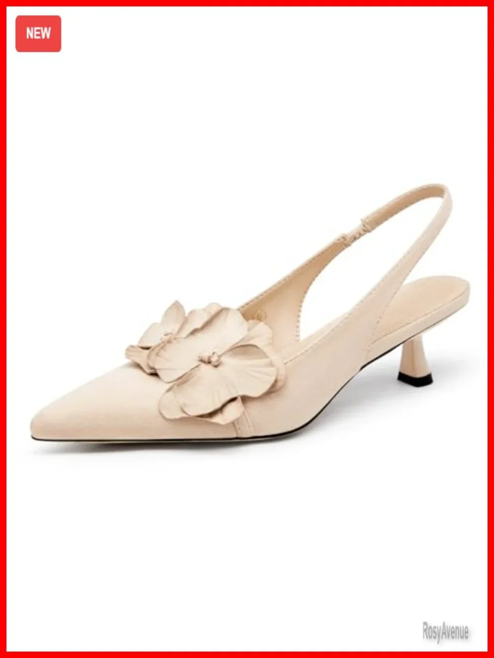 Slingback Kitten Heels Closed Pointed Toe Pumps Floral Wedding Dress Shoes